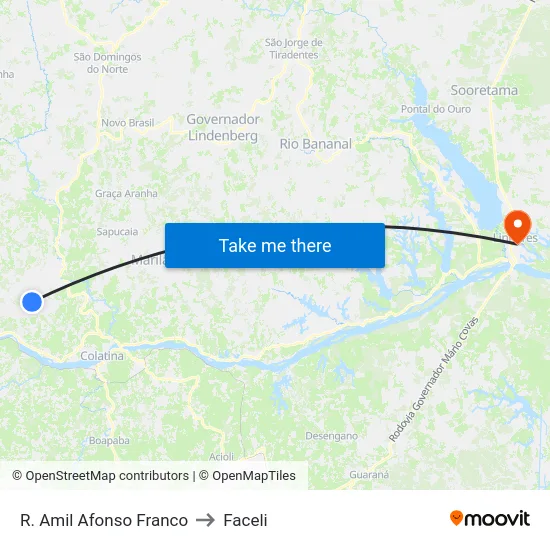 R. Amil Afonso Franco to Faceli map