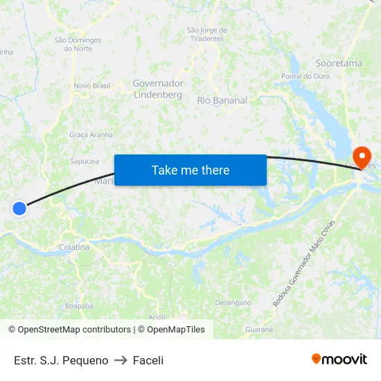 Estr. S.J. Pequeno to Faceli map