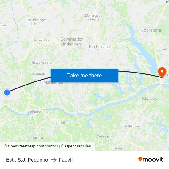 Estr. S.J. Pequeno to Faceli map