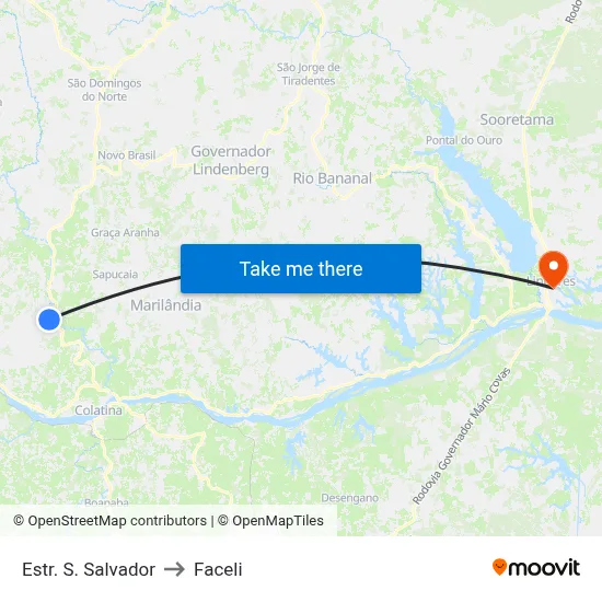 Estr. S. Salvador to Faceli map