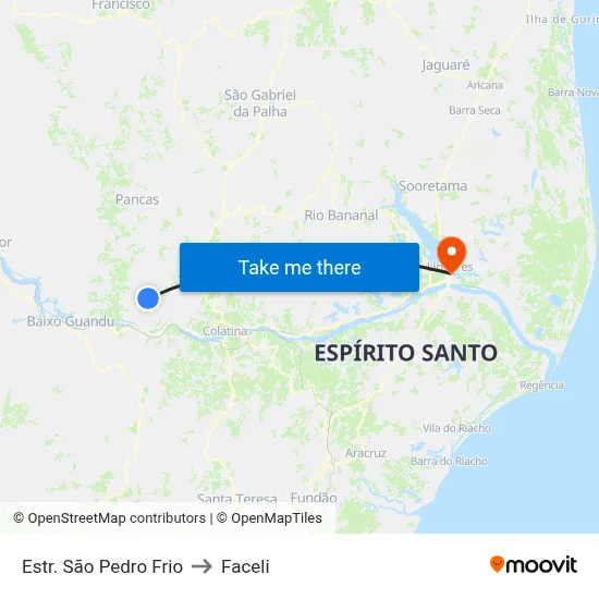 Estr. São Pedro Frio to Faceli map