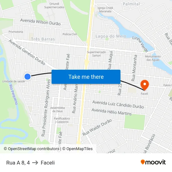 Rua A 8, 4 to Faceli map