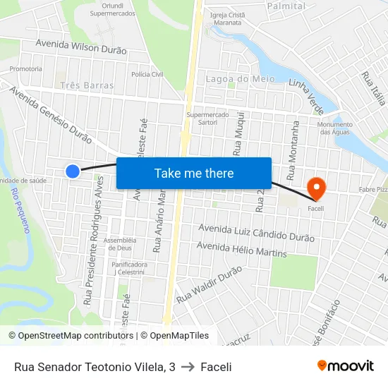 Rua Senador Teotonio Vilela, 3 to Faceli map