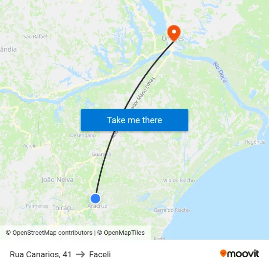 Rua Canarios, 41 to Faceli map
