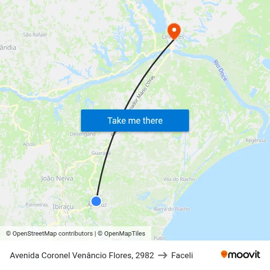 Avenida Coronel Venâncio Flores, 2982 to Faceli map