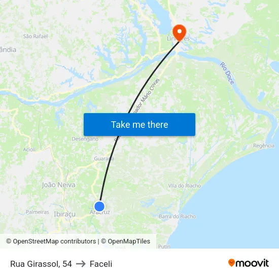 Rua Girassol, 54 to Faceli map