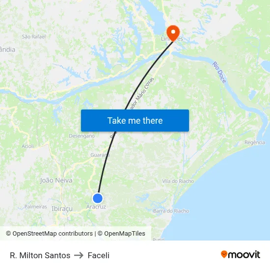 R. Milton Santos to Faceli map