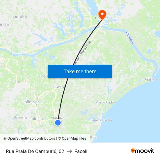 Rua Praia De Camburiú, 02 to Faceli map