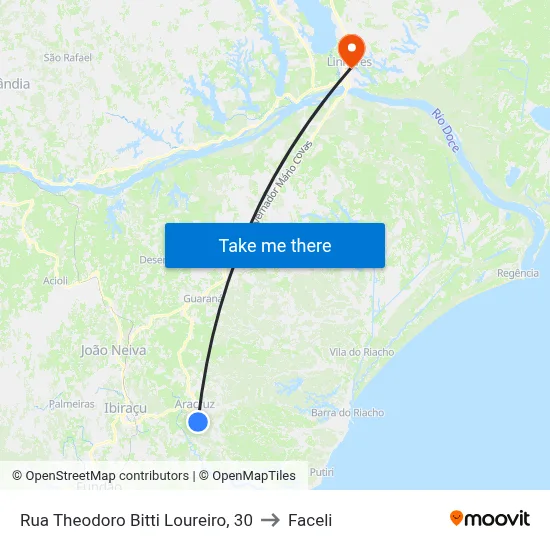 Rua Theodoro Bitti Loureiro, 30 to Faceli map