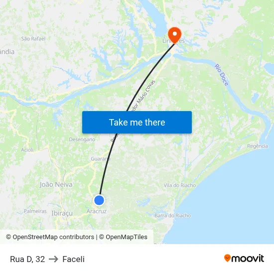 Rua D, 32 to Faceli map