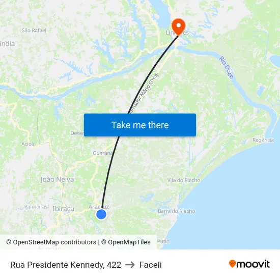 Rua Presidente Kennedy, 422 to Faceli map