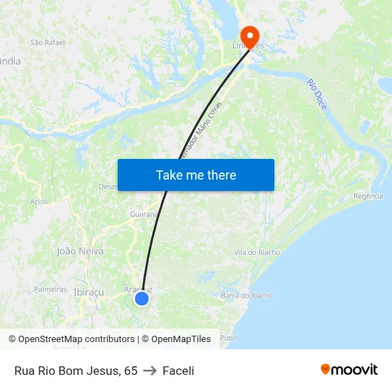 Rua Rio Bom Jesus, 65 to Faceli map