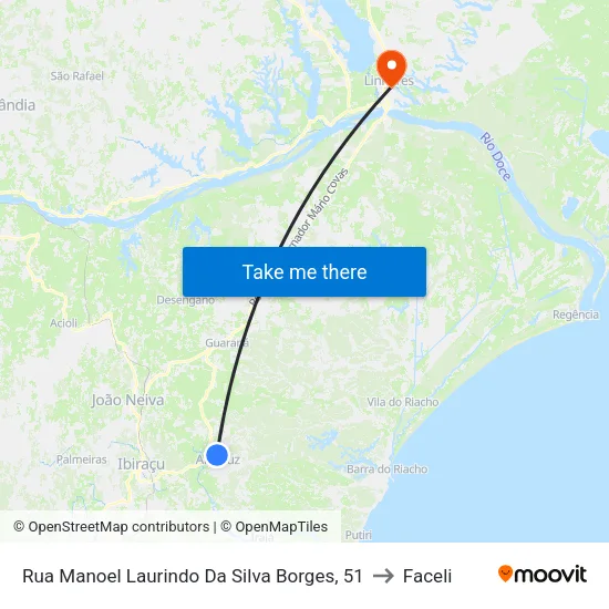 Rua Manoel Laurindo Da Silva Borges, 51 to Faceli map