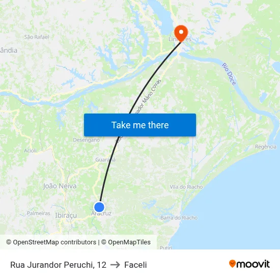 Rua Jurandor Peruchi, 12 to Faceli map