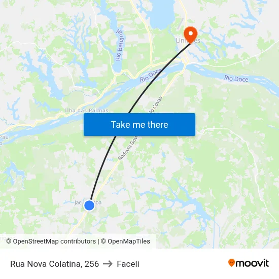 Rua Nova Colatina, 256 to Faceli map