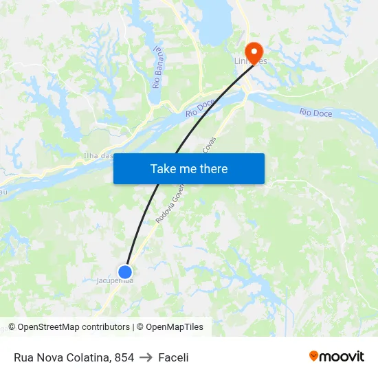 Rua Nova Colatina, 854 to Faceli map