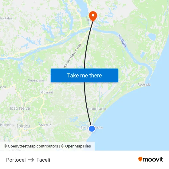 Portocel to Faceli map