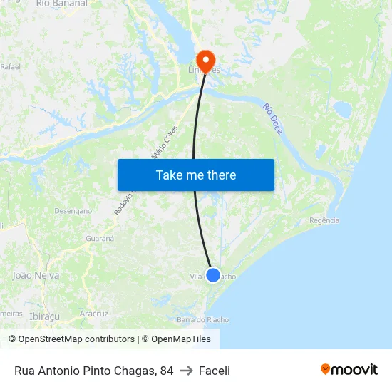Rua Antonio Pinto Chagas, 84 to Faceli map