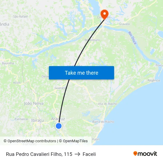 Rua Pedro Cavalieri Filho, 115 to Faceli map