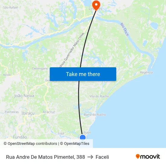 Rua Andre De Matos Pimentel, 388 to Faceli map
