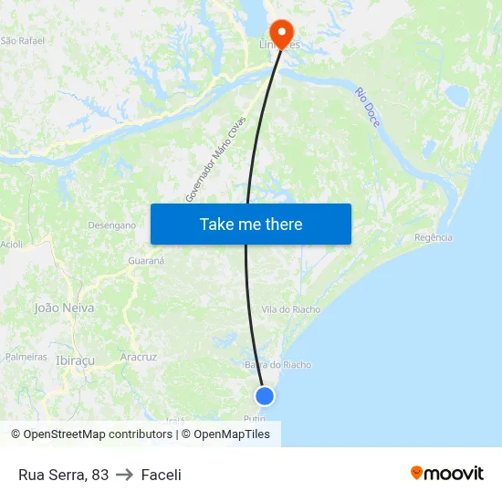 Rua Serra, 83 to Faceli map