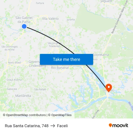 Rua Santa Catarina, 748 to Faceli map