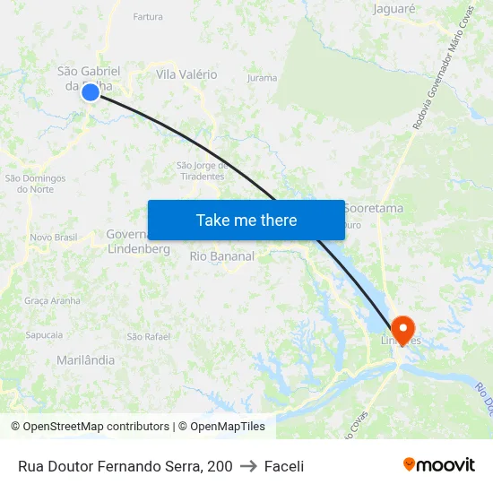 Rua Doutor Fernando Serra, 200 to Faceli map
