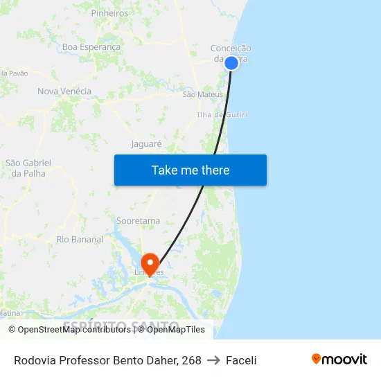 Rodovia Professor Bento Daher, 268 to Faceli map