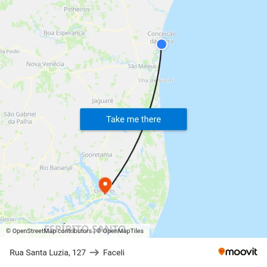 Rua Santa Luzia, 127 to Faceli map