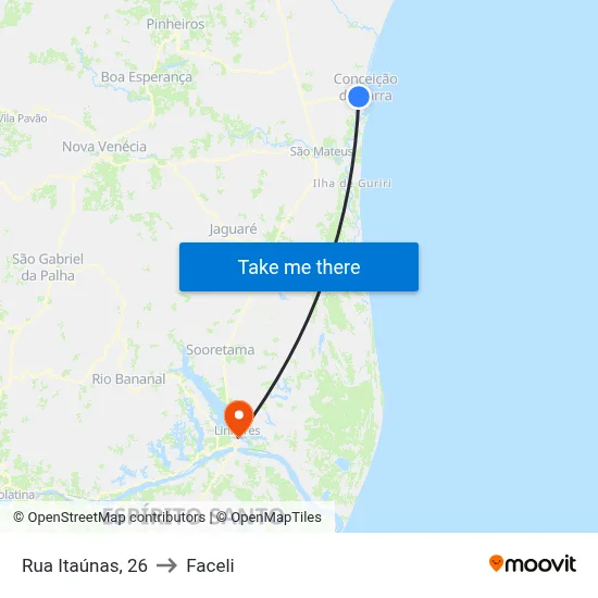 Rua Itaúnas, 26 to Faceli map