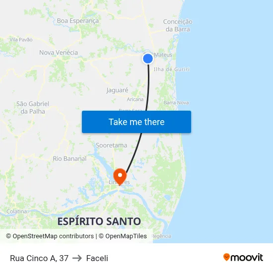 Rua Cinco A, 37 to Faceli map