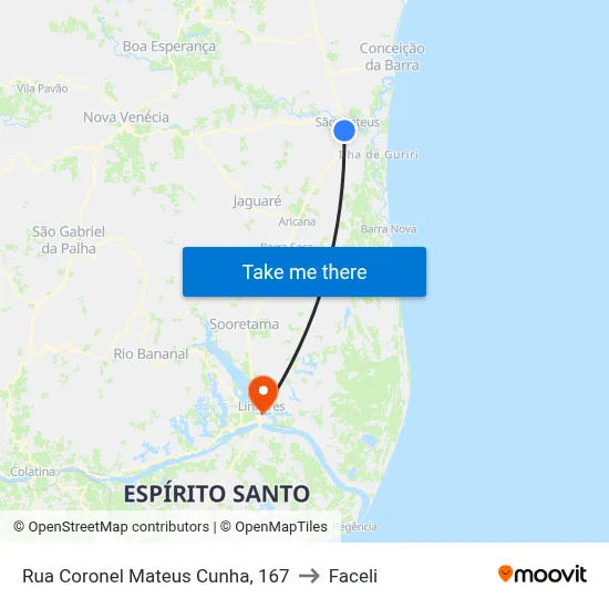 Rua Coronel Mateus Cunha, 167 to Faceli map