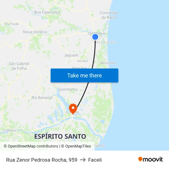 Rua Zenor Pedrosa Rocha, 959 to Faceli map