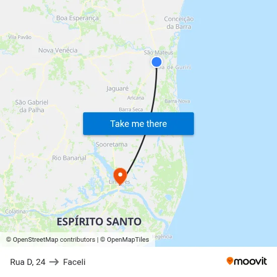 Rua D, 24 to Faceli map