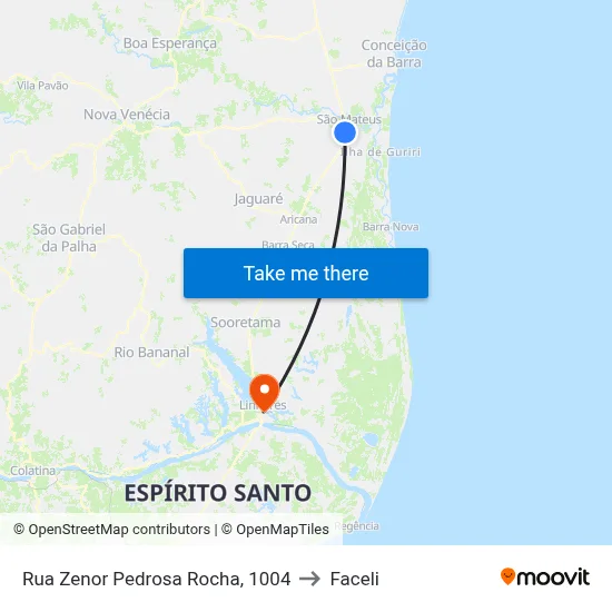 Rua Zenor Pedrosa Rocha, 1004 to Faceli map