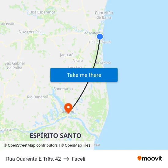 Rua Quarenta E Três, 42 to Faceli map