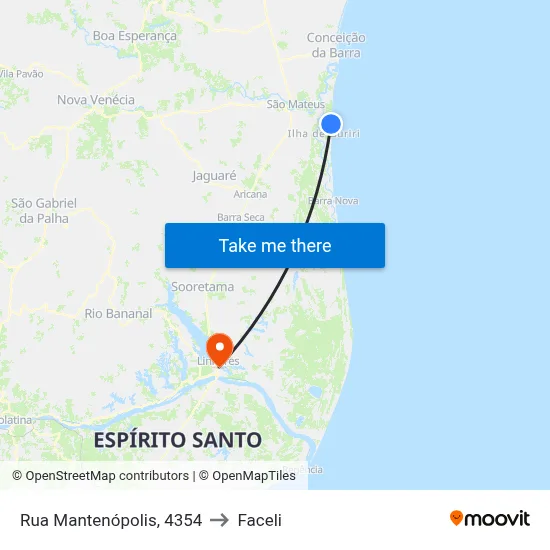 Rua Mantenópolis, 4354 to Faceli map