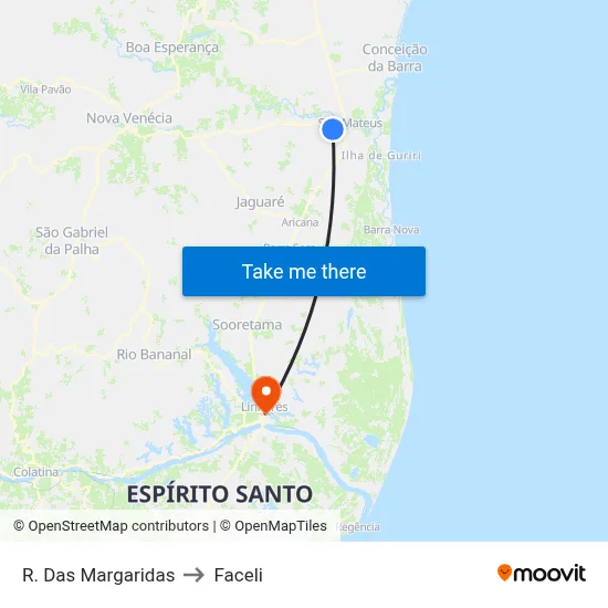 R. Das Margaridas to Faceli map