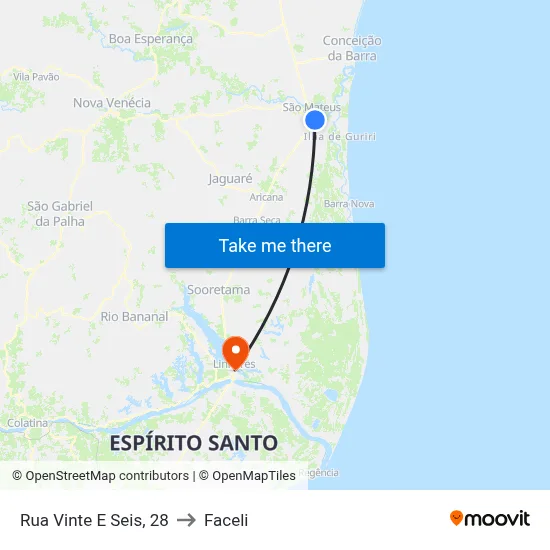 Rua Vinte E Seis, 28 to Faceli map