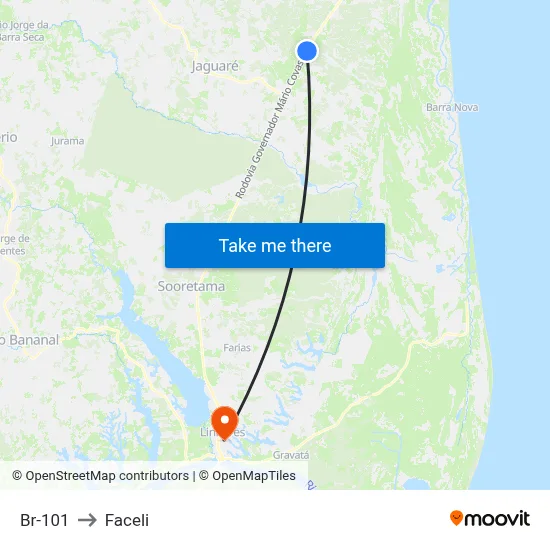 Br-101 to Faceli map