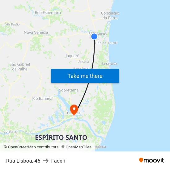 Rua Lisboa, 46 to Faceli map