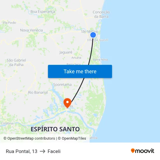 Rua Pontal, 13 to Faceli map