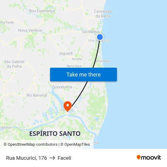 Rua Mucurici, 176 to Faceli map