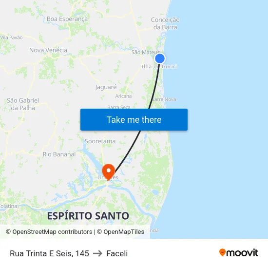 Rua Trinta E Seis, 145 to Faceli map