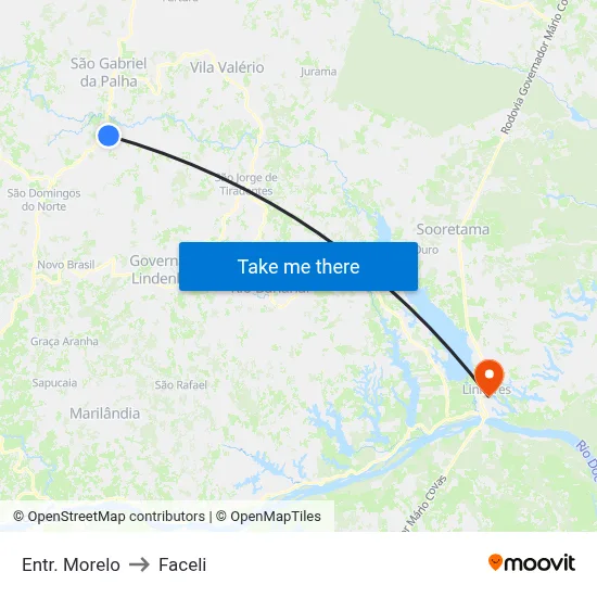 Entr. Morelo to Faceli map