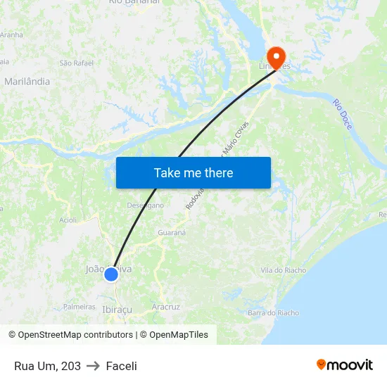 Rua Um, 203 to Faceli map