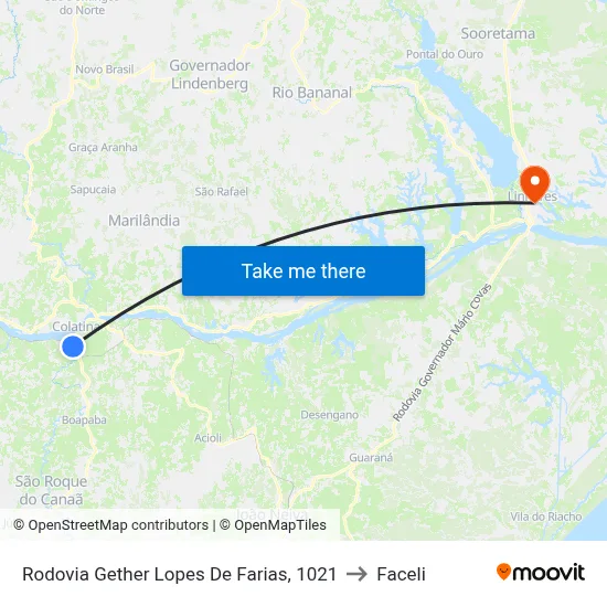 Rodovia Gether Lopes De Farias, 1021 to Faceli map