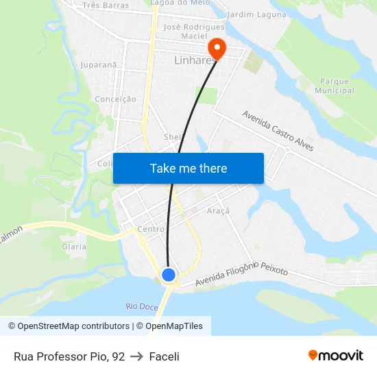 Rua Professor Pio, 92 to Faceli map