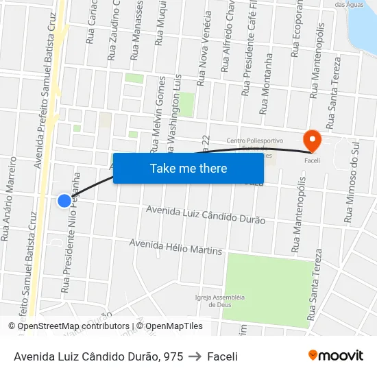 Avenida Luiz Cândido Durão, 975 to Faceli map