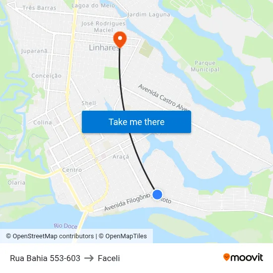 Rua Bahia 553-603 to Faceli map